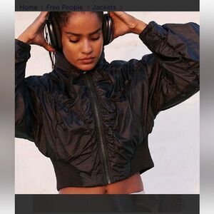 New with tag Free People FP Movement Black Glitz Blitz Bomber Puffer Jacket Sz S